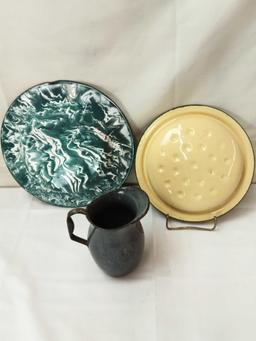 ENAMEL WARE PLATES AND PITCHER