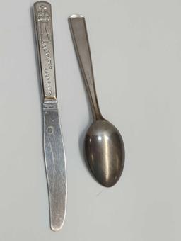 HOPALONG CASSIDY KNIFE AND SPOON MISSING FORK