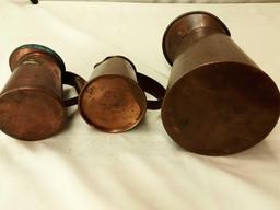 3 ASSORTED COPPER PITCHERS 4", 4 1/2", 8".