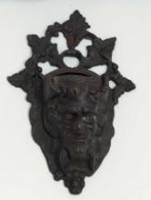 VINTAGE COZZI DEVIL CAST IRON MATCH HOLDER 6"