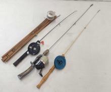 ICE FISHING RODS/ REELS & TIP UP LOT