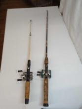 ICE FISHING ROD LOT OPEN FACE REELS- PFLUGER TRUMP 1943 ON ST CROIX, NO NAME REAL ON JC HIGGINS