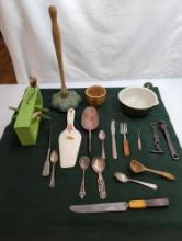 VINTAGE KITCHEN WARE SERVER , SPOONS AND MORE