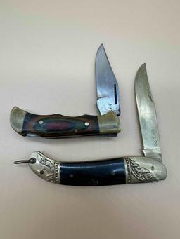 2 DECORATIVE HANDLE POCKET KNIVES