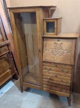 VINTAGE EMPIRE OAK SECRETARY HUTCH/ DESK 58"x37"x13"