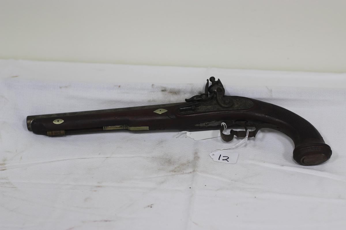 #12-EARLY .70 CAL FLINTLOCK PISTOL MARKED "TRUITT BROS. & CO"