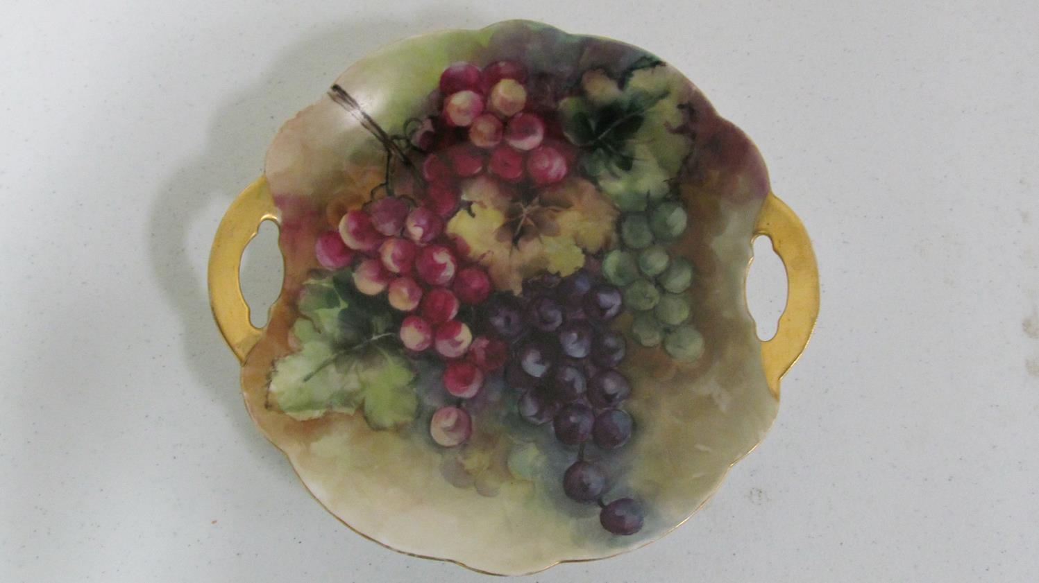 10.5" Limoges hand painted serving plate with grapes