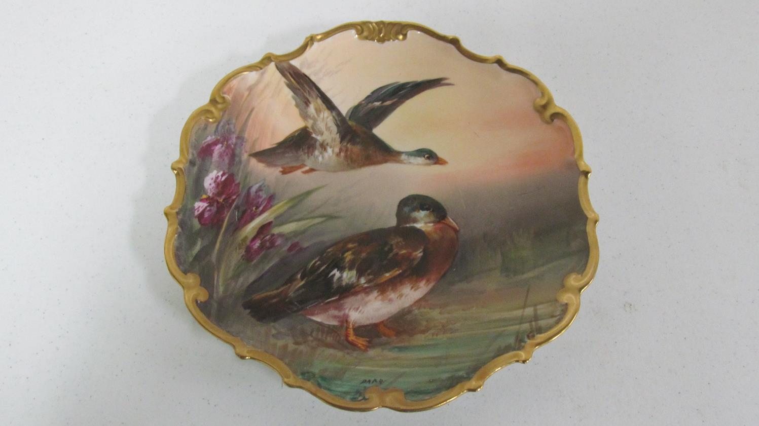 12" Limoges hand painted artist signed (Parr) wall plaque