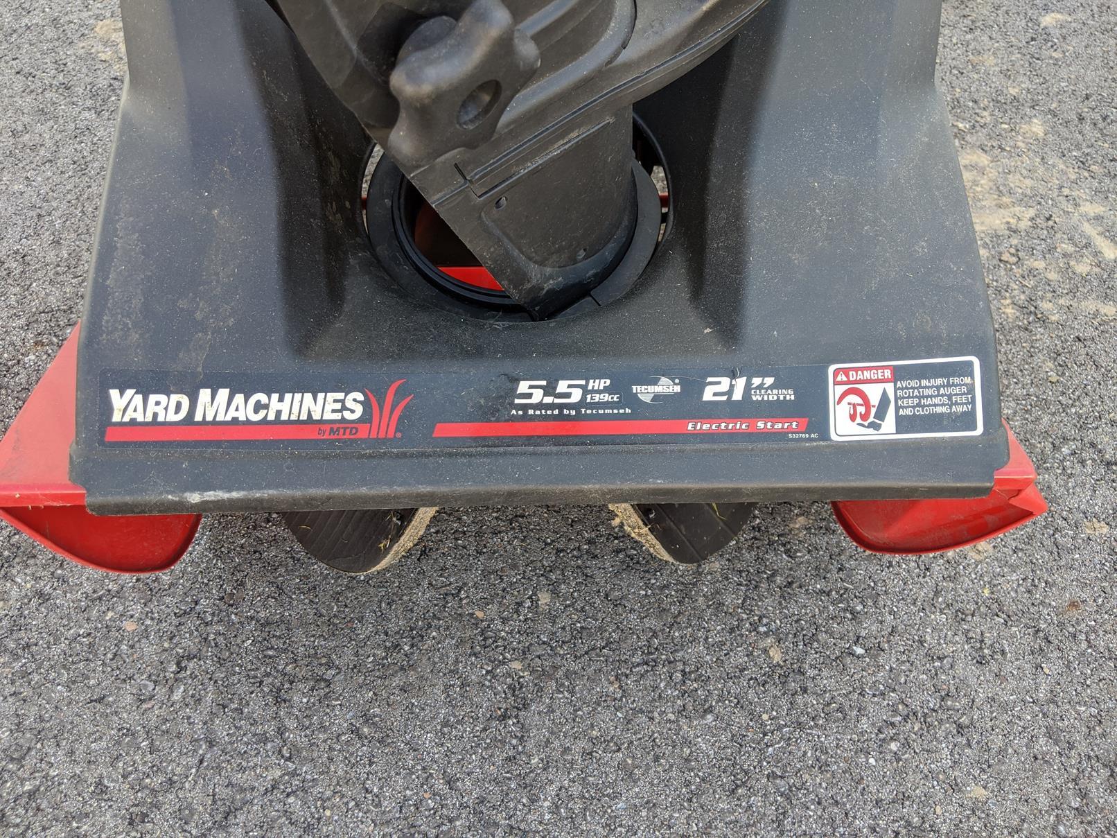 Yard Machines By Mtd Snowblower 21", 5.5-hp Motor, Like New