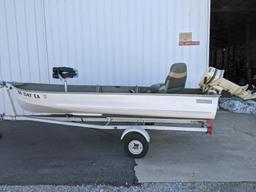 14' Sea Nymph Boat With Johnson 9.9-hp Motor, 2 Seats, Eagle Supra Pro Id Fish Finder, With Trailer