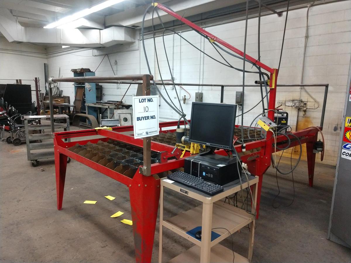 6' 4" X 11' PLASMA CAN TABLE; HYPERTHERM POWER MAX 600 PLASMA CUTTER