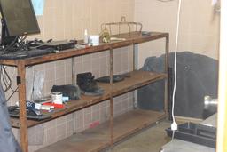 CONTENTS OF WELDING OFFICE; HOMEMADE STAINLESS STEEL TOOL BOX; HEAVY SHELVING 8' LONG; HOMEMADE MET