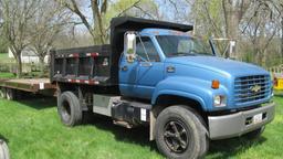 1996 CHEVROLET C6500 GAS DUMP TRUCK WITH DUAL REAR TIRES, 6.6-6.9 YARD BOX,