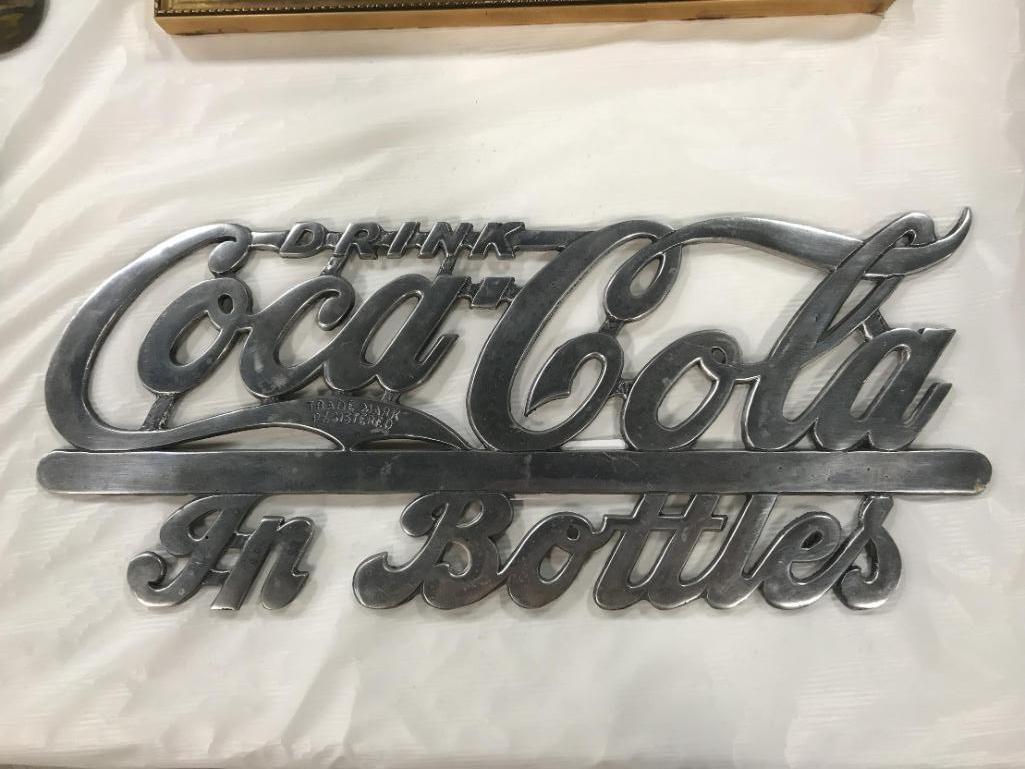 1920s COCA COLA DIE CUT ALUMINUM RADIATOR SIGN - 17"