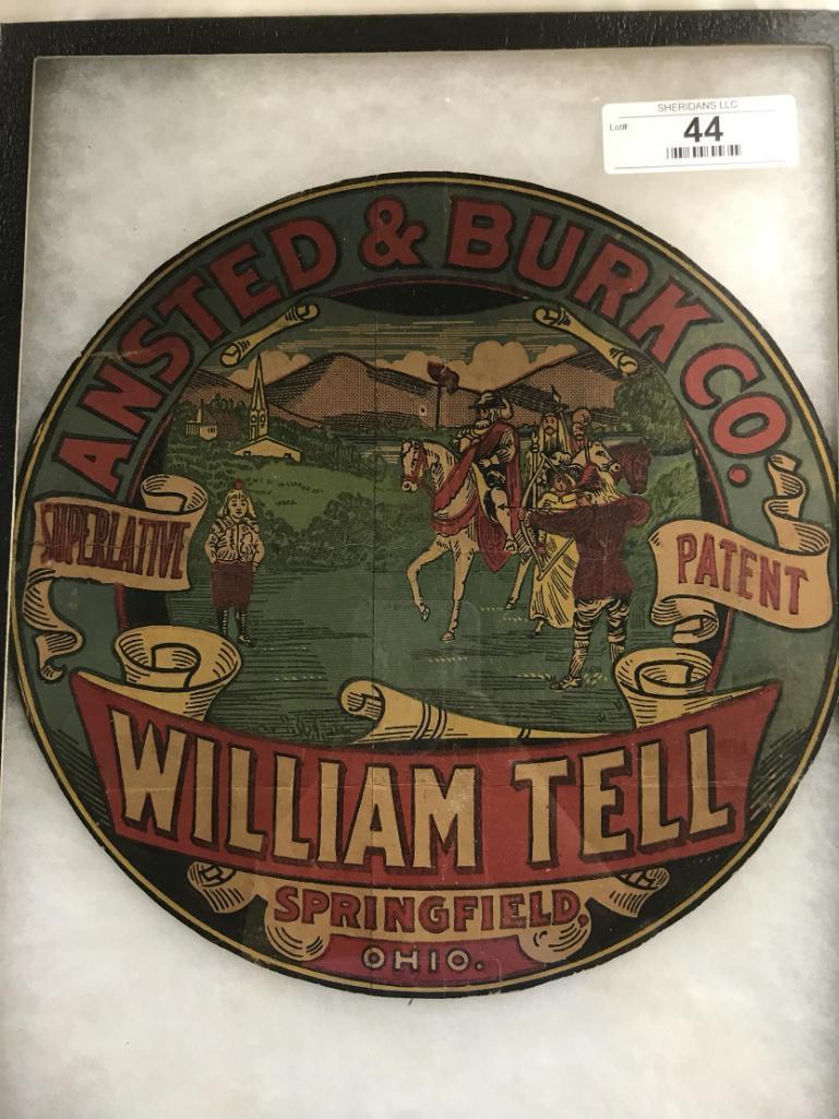 ANSTED & BURK CO., WILLIAM TELL BARREL LABEL, SPRINGFIELD, OH