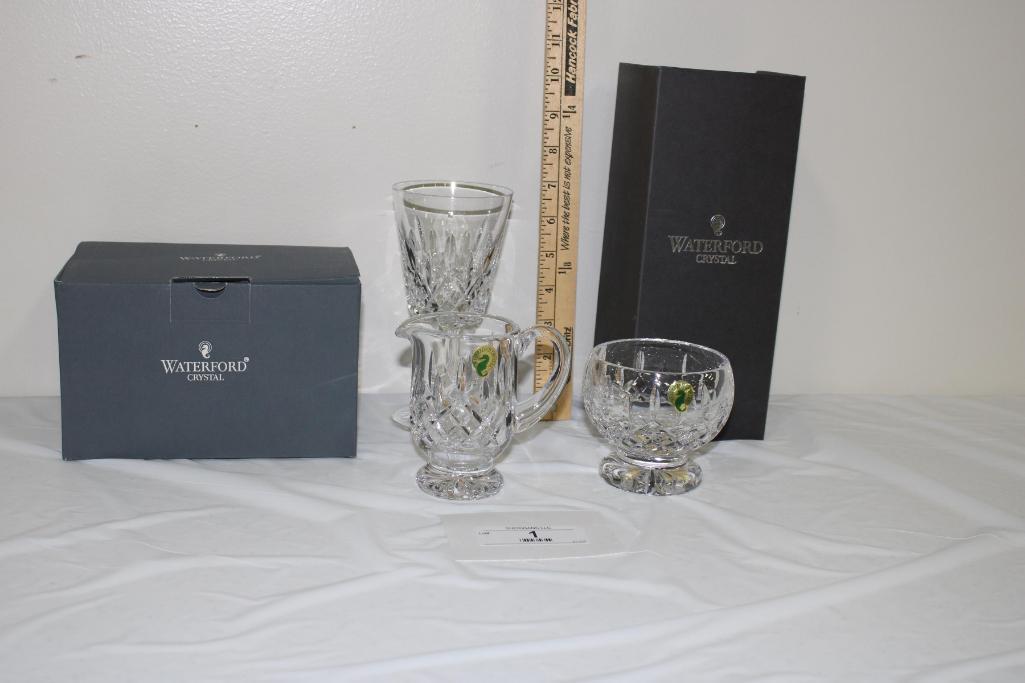 WATERFORD CRYSTAL LISMORE 10 OZ GOBLET IN THE ORIGINAL BOX AND WATERFORD CR