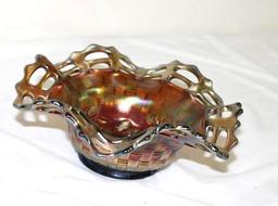 FENTON BLACKBERRY CARNIVAL GLASS BOWL, 7"