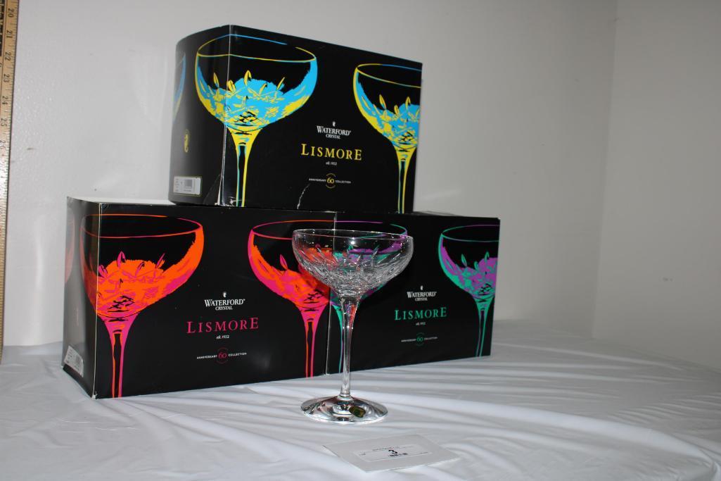 WATERFORD CRYSTAL - (6) LISMORE ESSENCE SAUCER CHAMP IN ORGINAL BOXES