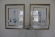 WALL QUILT, PAIR OF BOTANICAL PRINTS, MILL ARTWORK
