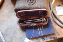 FREEMASON'S BOOK, AMERICAN STEAM GUAGE TOOL CARVED BOX W/(2) LIGHTERS