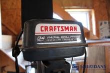 CRAFTSMAN 34" RADIAL DRILL PRESS W/ LARGE AMOUNT OF BITS