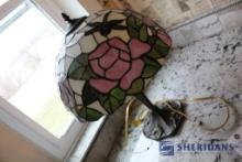 TABLE LAMP WITH FLORAL & DRAGONFLY SHADE