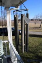 HOMEMADE WIND CHIME W/DRAGONFLY, WOOD PORCH SWING, WOOD GLIDER, WOOD ROCKER