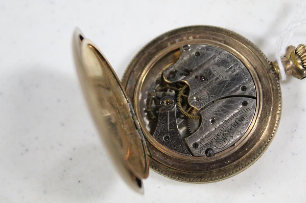 WALTHAM POCKET WATCH (NON-RAILROAD GRADE; HUNT CASING) W/SERIAL #8740931 &