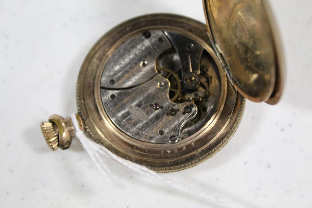 WALTHAM POCKET WATCH (NON-RAILROAD GRADE; HUNT CASING) W/SERIAL #8740931 &