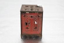 CHURCH WINDOW CAST IRON SAFE, BY SHIMMER, 2.25" X 2.25" X 3"