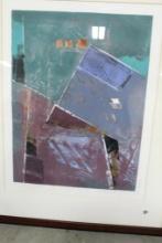 MANUEL RODRIGUEZ, JR. (B. 1942) COLLAGE PAINTING TITLE "ARTIFACTS 1/1"; MATTED 17.25"