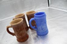 (3) SLAG GLASS BEER MUGS