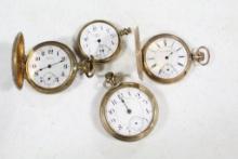 (4) POCKET WATCHES: BUREN, VIGILANT, WALTHAM, TRENTON WATCH CO. (DO NOT RUN