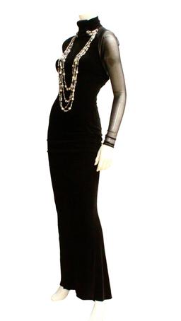 Whitney Houston's Black Velvet/Mesh Evening Gown