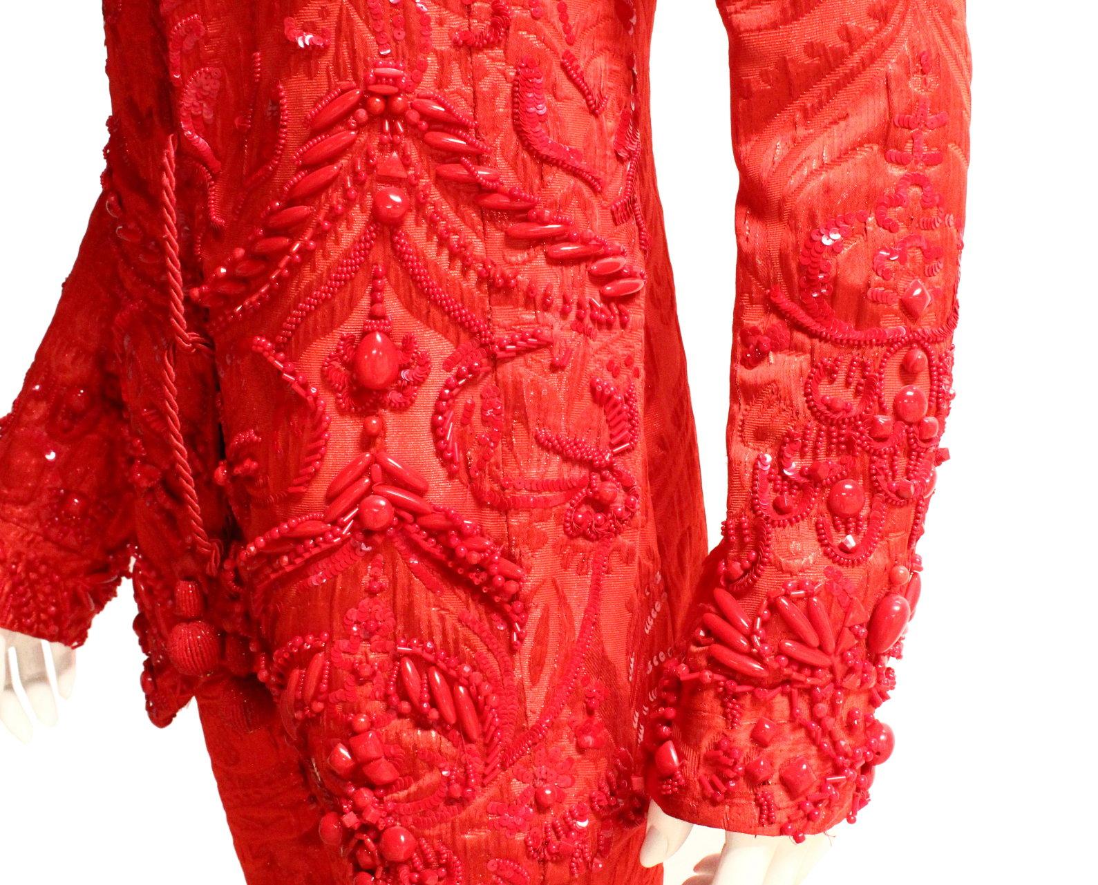 Whitney Houston's 2-Pc. Red Embroidered Pant Suit