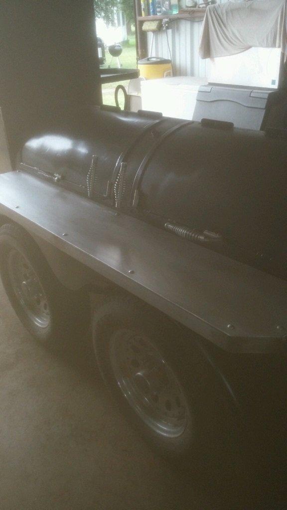 BBQ Pit Trailer, Custom Made, Length 14 Feet, 1/4" Steel with 3/8" High Temp Fire Box. Very Fine!