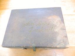 19th Century 12 Gauge Field Reload Kit, Homemade by John Cope Jr. Bushnell, Illinois. 16.5" x 12.5"