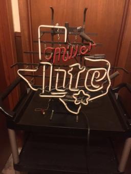 Miller Lite Texas NEON SIGN, NO SHIPPING, Too Fragile! Pick-UP ONLY