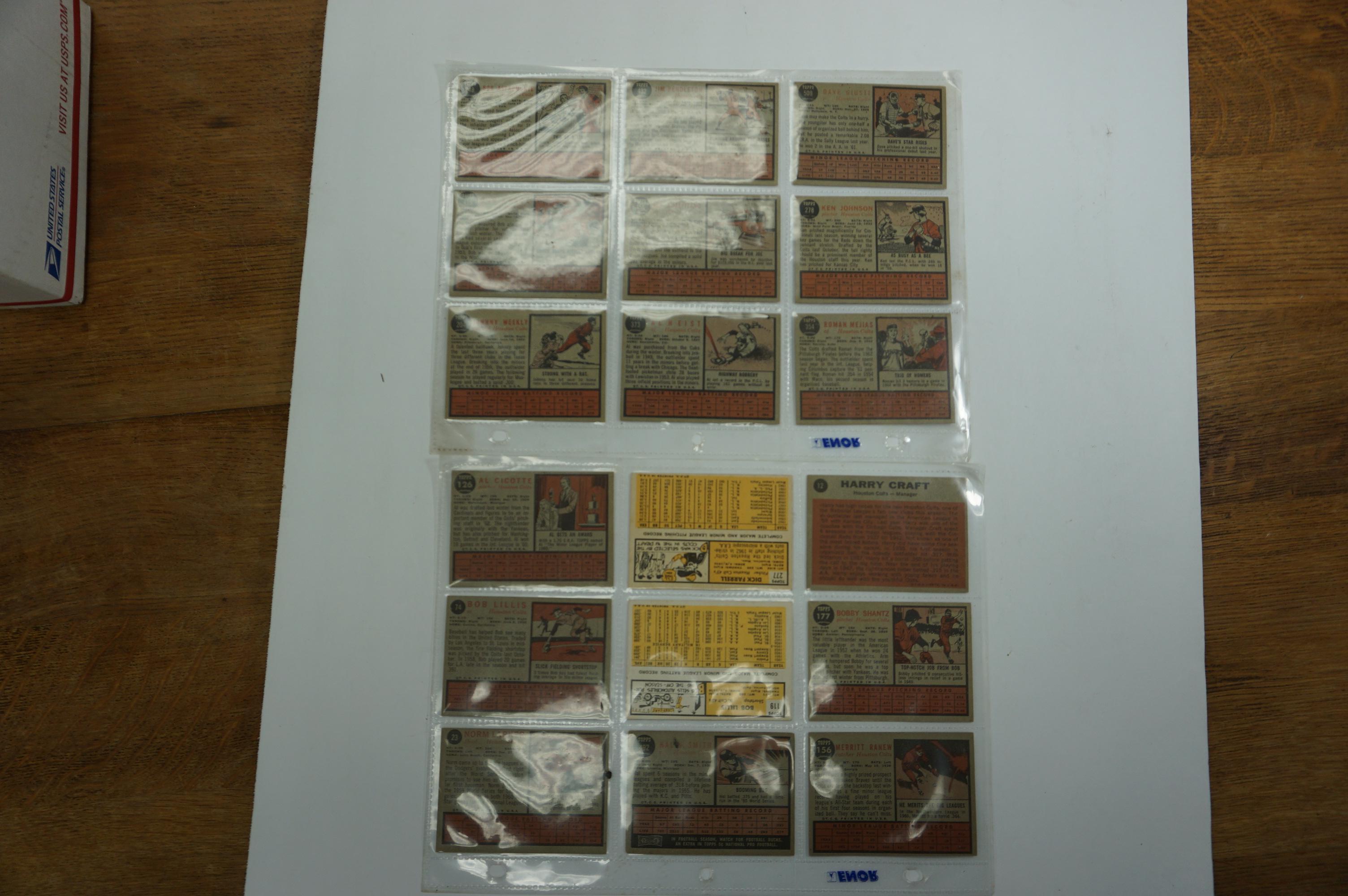 Eighteen (18) Houston Colt 45 Baseball Card Collection: (16) Cards from 1962 and (2) from 1963!