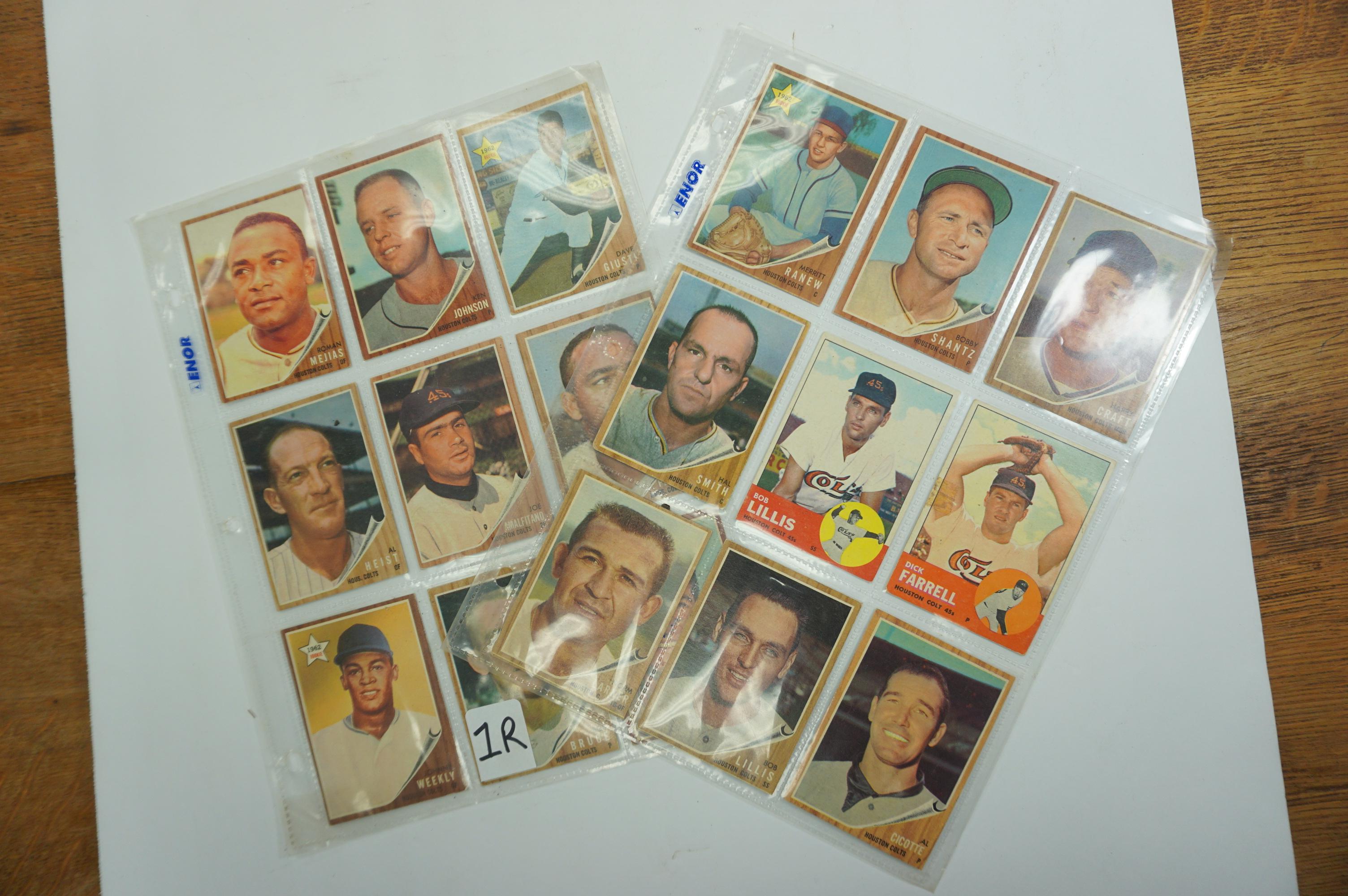 Eighteen (18) Houston Colt 45 Baseball Card Collection: (16) Cards from 1962 and (2) from 1963!
