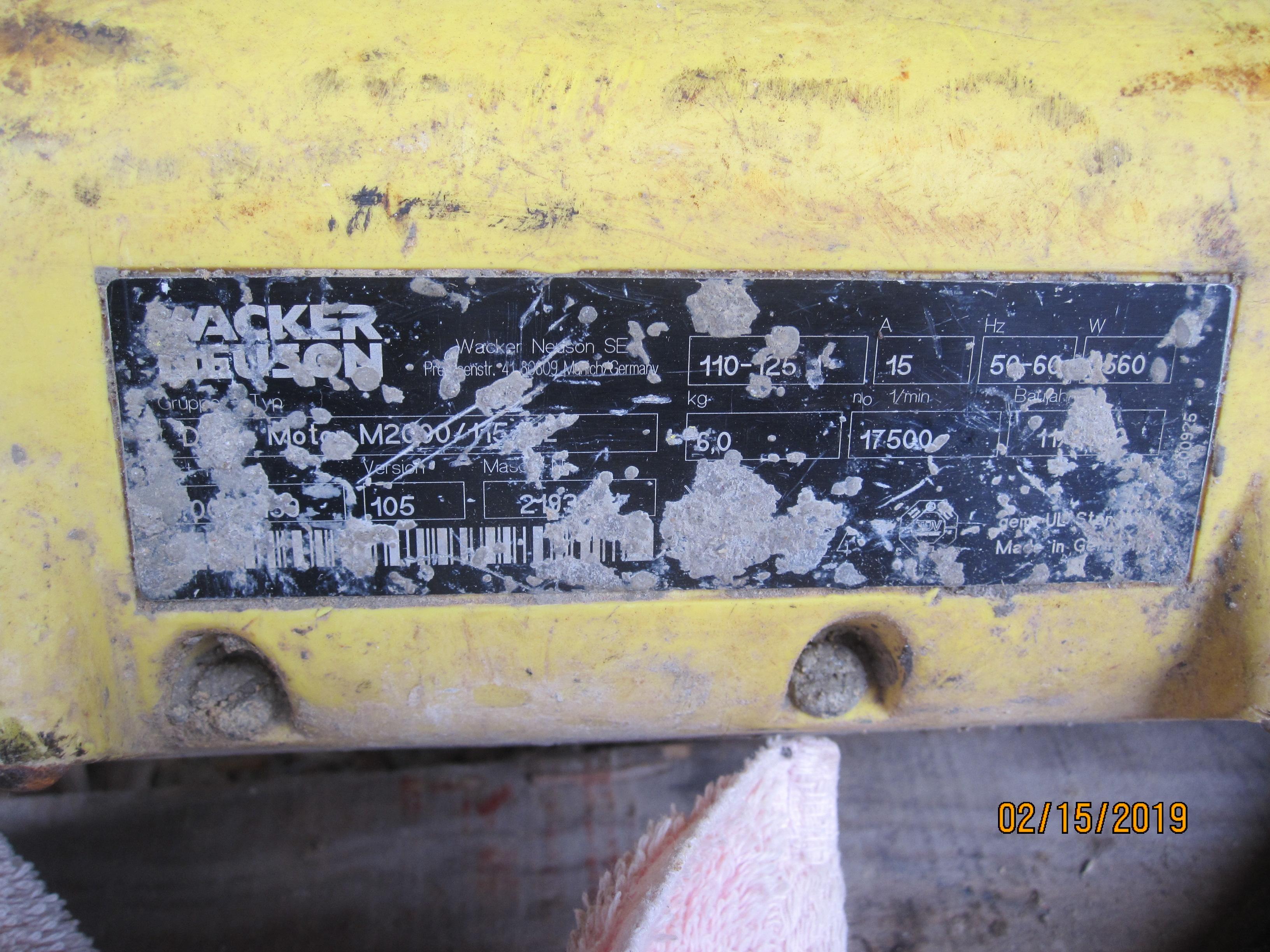 WACKER NEUSON M2500 DRIVE VIBRATOR MOTOR