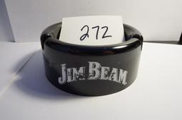 1.5"x3.625" Black Jim Beam plastic Ashtray, Estate Find. light scratches