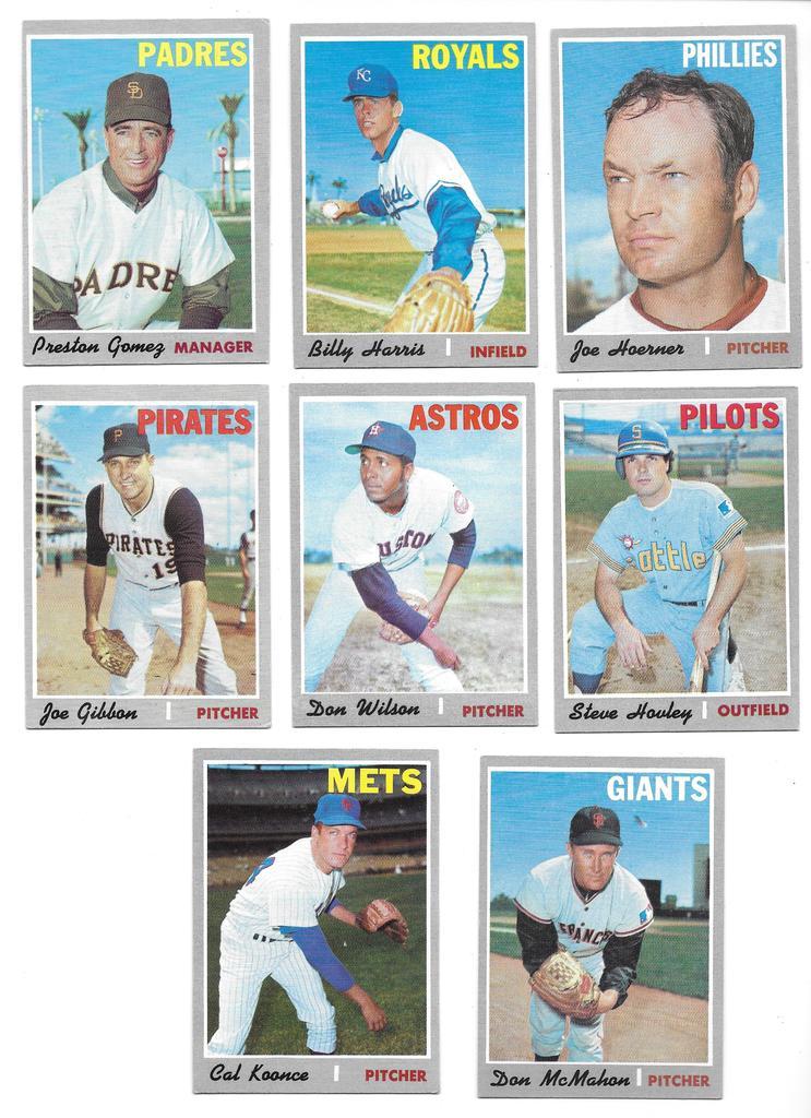 Lot of (8) Vintage 1970 Topps Baseball Cards, All One Money