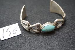 marked "DK" handmade Sterling Silver and Turquoise Bracelet