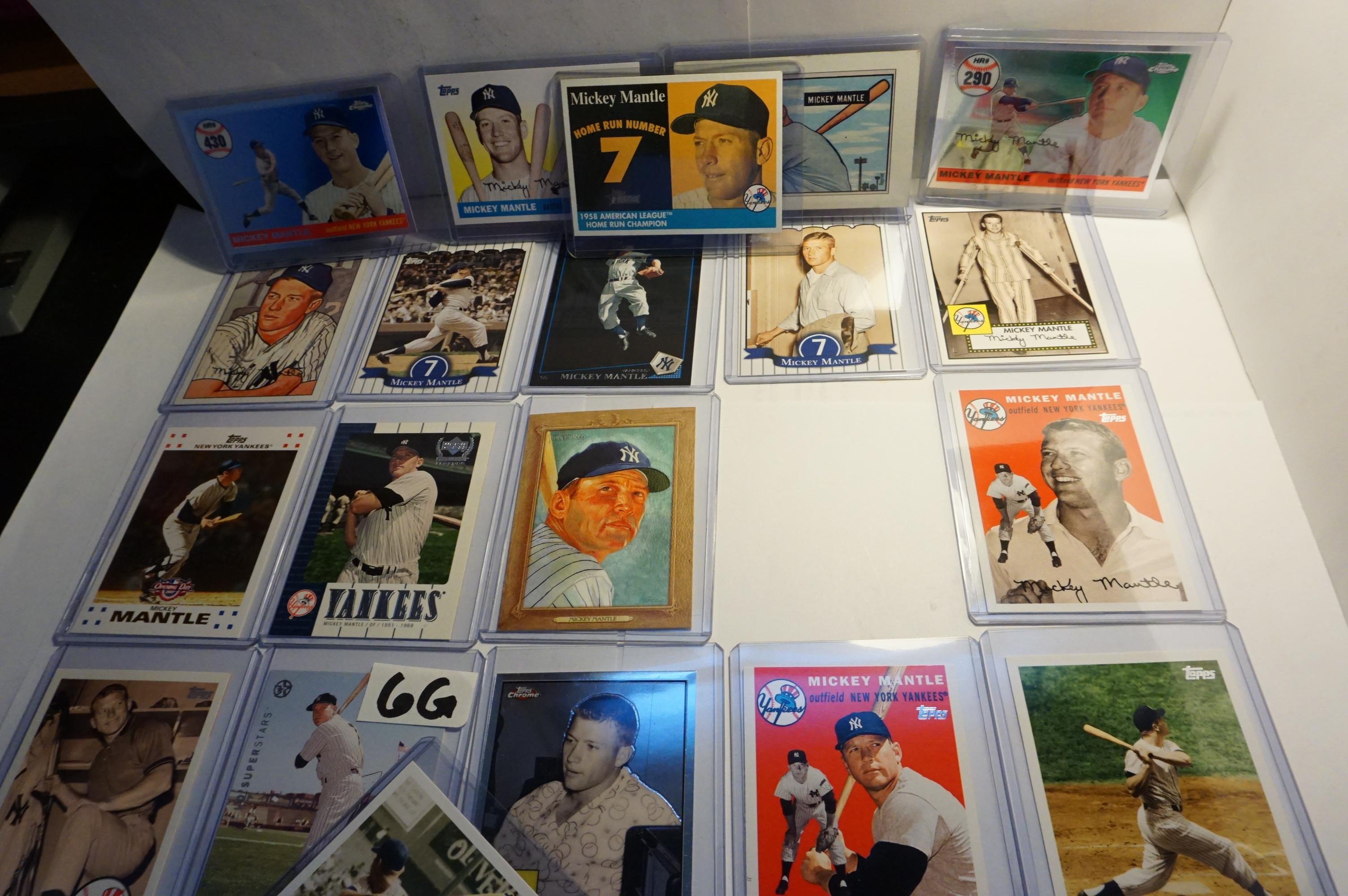 Twenty (20) X The Money: Different Mickey Mantle Baseball Cards, Austin, Texas Estate Find.