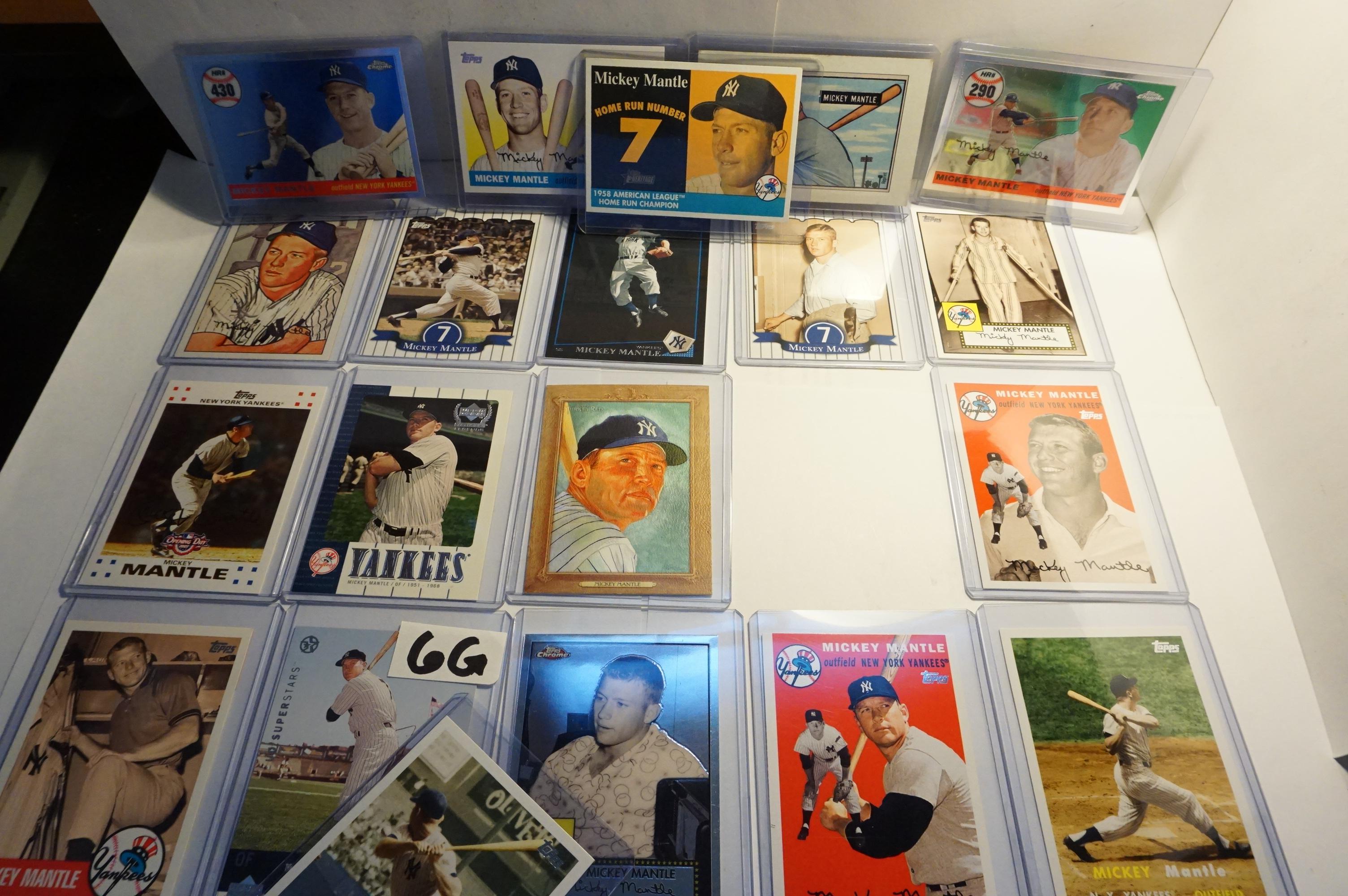 Twenty (20) X The Money: Different Mickey Mantle Baseball Cards, Austin, Texas Estate Find.