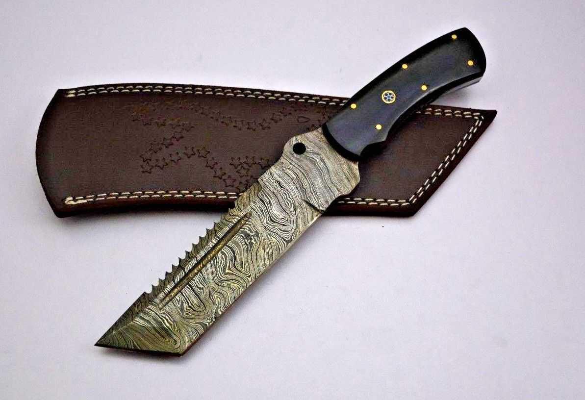 "HRADIL STEEL" Handmade Damascus Blade Knife with SAWBACK, 11.5" Hradil Steel
