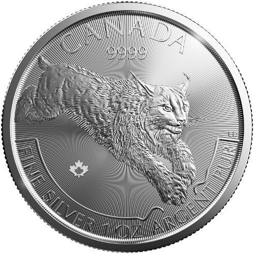 2017 1 oz Canadian Silver Lynx Predator Series Coin, ONE OZ. .9999 Fine Silver