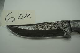 "HRADIL STEEL" Handmade Damascus Blade Knife with Bone Handle, 9" Hradil Steel Fixed Blade