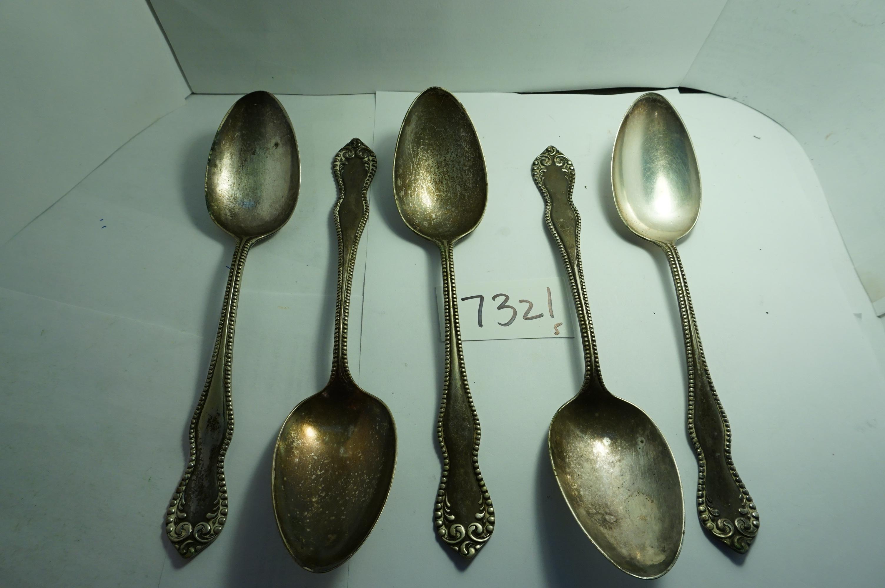 Five (5) X The Money: 8" WM Rogers & Son Spoons, Estate Find, need cleaning, AA marked